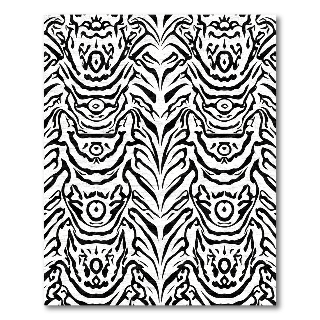 Black White Animalistic Symmetry Rug