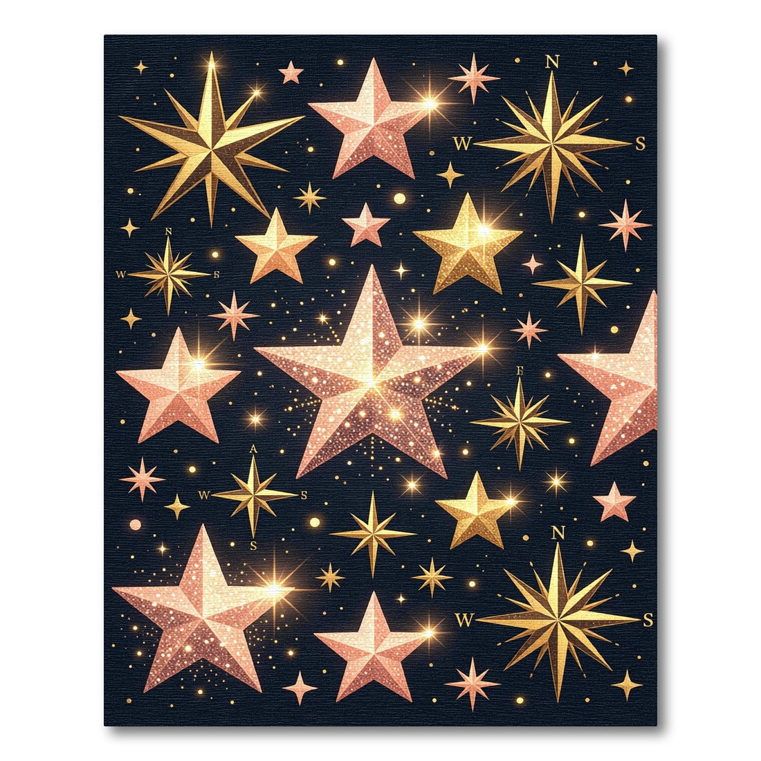 Golden Celestial Starry Night Glow Rug