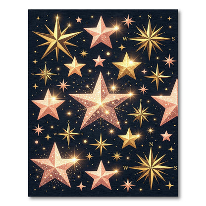 Golden Celestial Starry Night Glow Rug