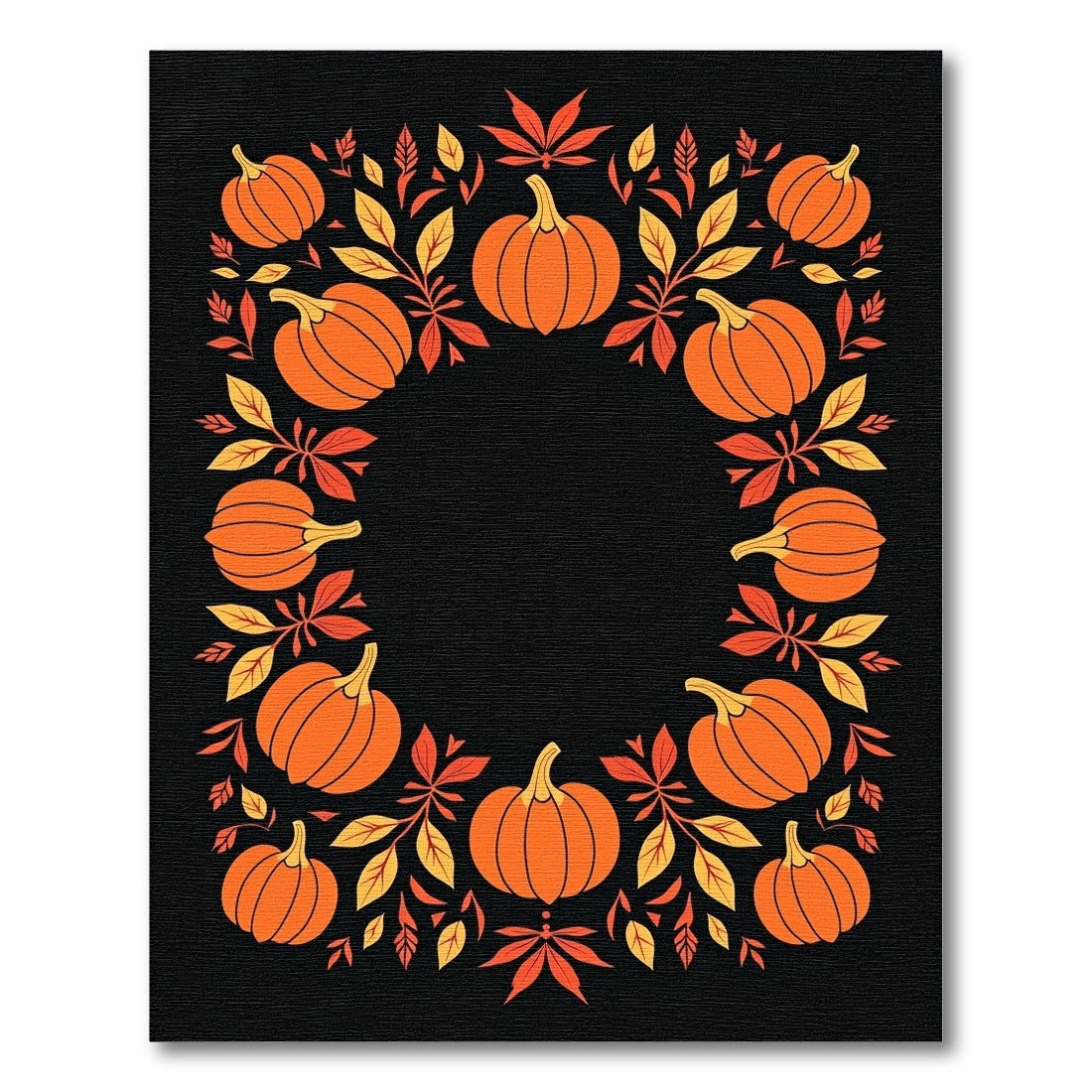 Orange Pumpkin Leaf Garland Rug