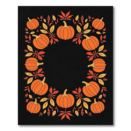 Orange Pumpkin Leaf Garland Rug