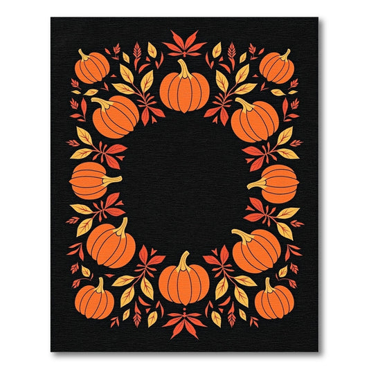 Orange Pumpkin Leaf Garland Rug