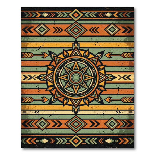Tribal Sun Arrow Turquoise Orange Rug