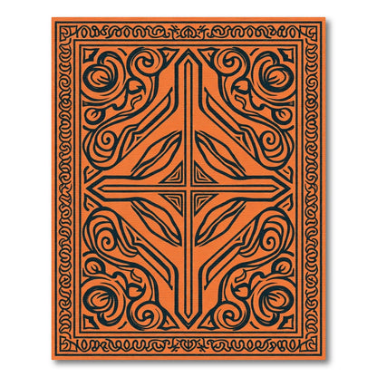 Orange Black Tribal Swirl Medallion Rug