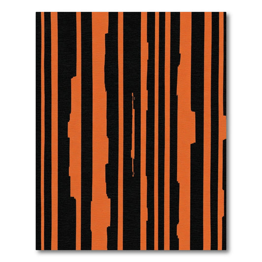 Bold Orange Black Uneven Stripes Rug