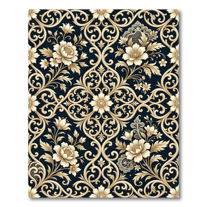 Antique Gold Floral Scrollwork Rug