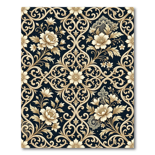 Antique Gold Floral Scrollwork Rug