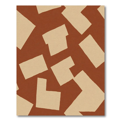 Terracotta Abstract Block Composition Rug