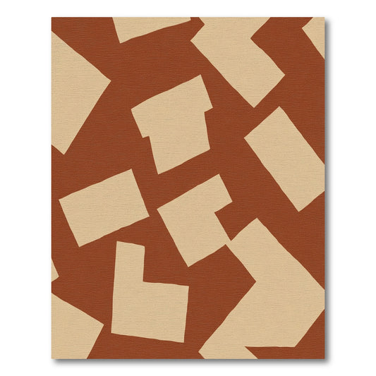 Terracotta Abstract Block Composition Rug