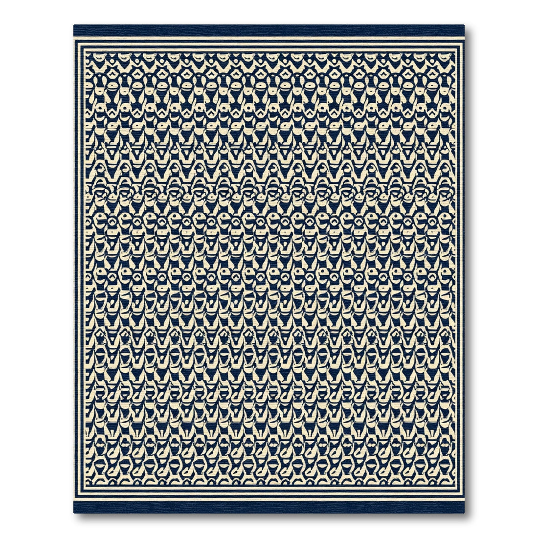 Vintage Navy Cream Geometric Repeat Rug