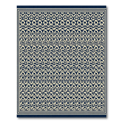 Vintage Navy Cream Geometric Repeat Rug