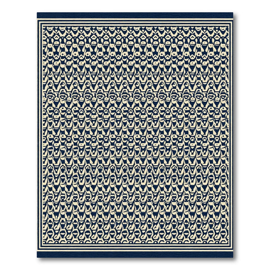 Vintage Navy Cream Geometric Repeat Rug