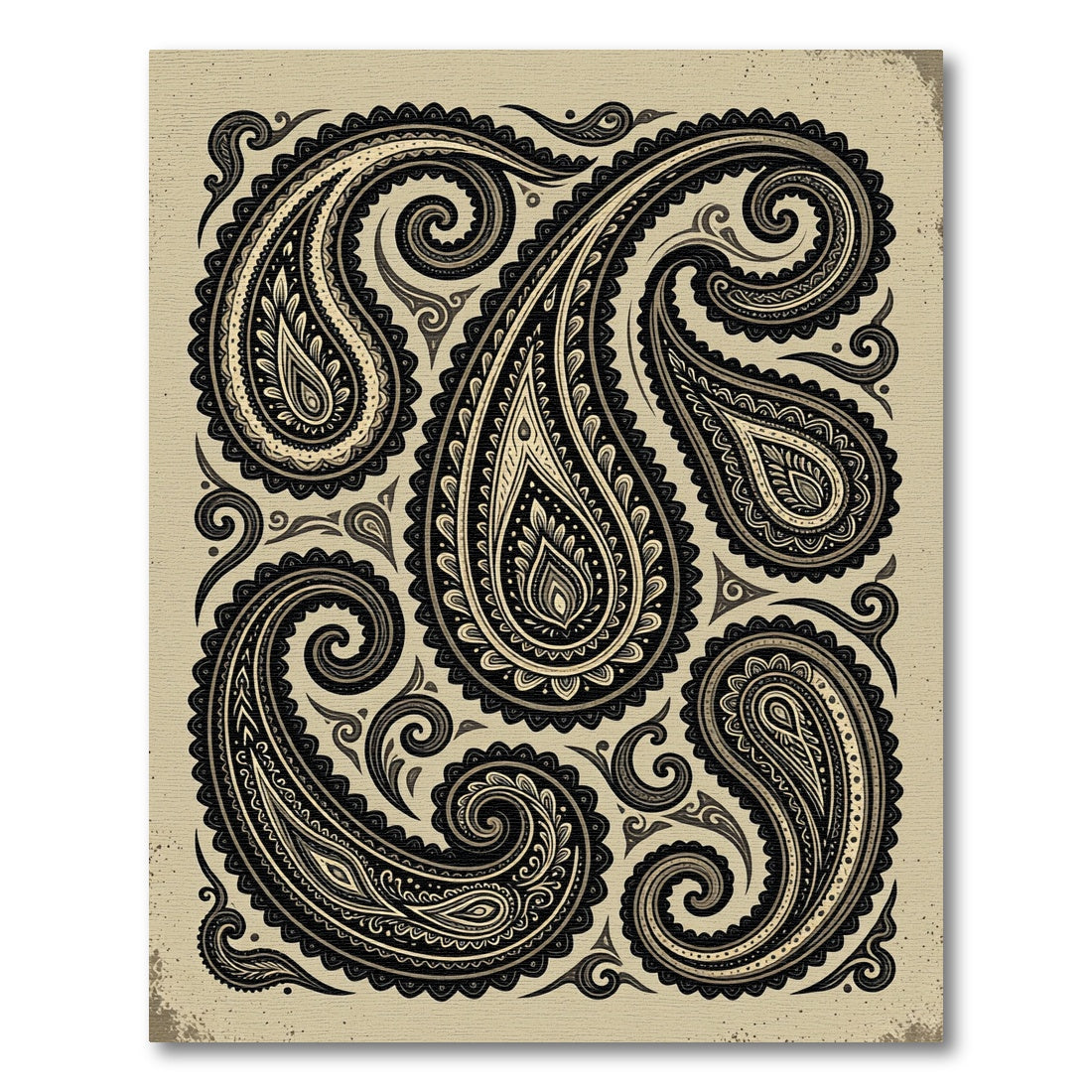 Charcoal Beige Ornate Swirl Paisley Rug