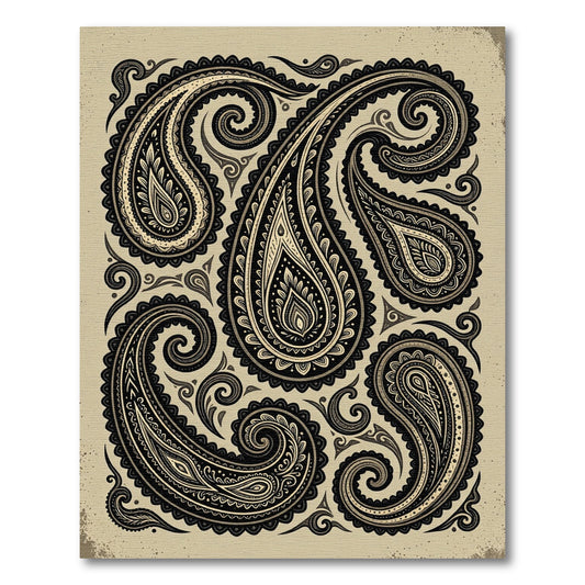 Charcoal Beige Ornate Swirl Paisley Rug