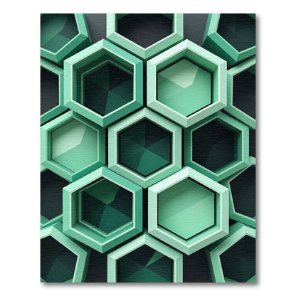 Modern Mint Geometric Hexagon Tile Rug