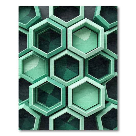 Modern Mint Geometric Hexagon Tile Rug