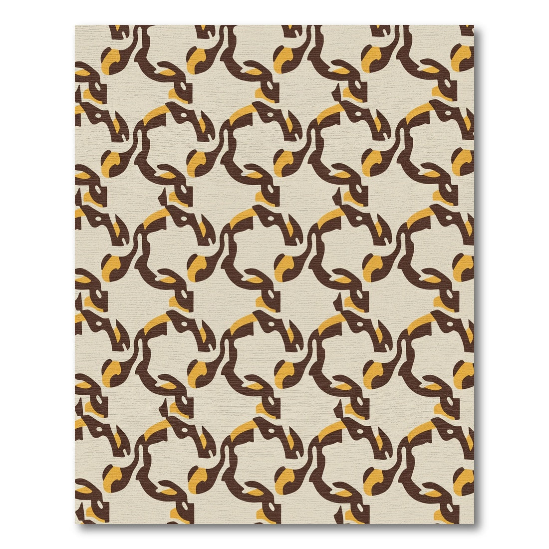 Brown Ochre Interlocking Abstract Shapes Rug