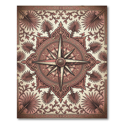 Vintage Rose Compass Floral Medallion Rug