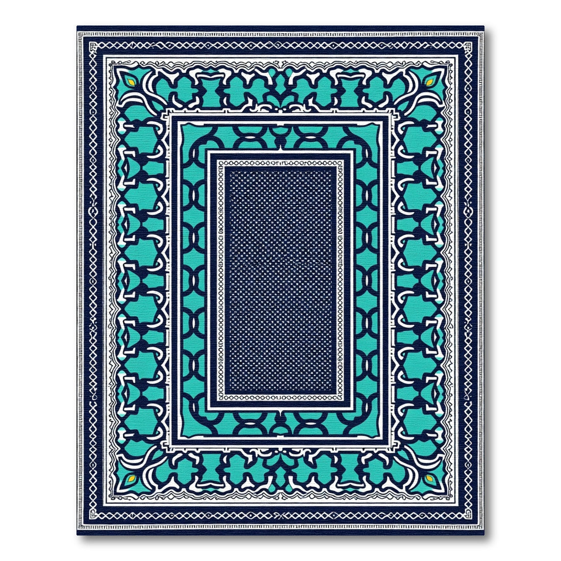 Deep Teal Geometric Art Deco Medallion Rug