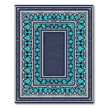 Deep Teal Geometric Art Deco Medallion Rug
