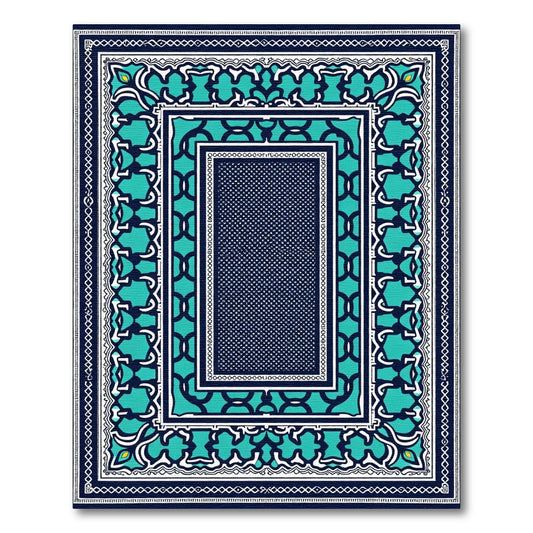 Deep Teal Geometric Art Deco Medallion Rug