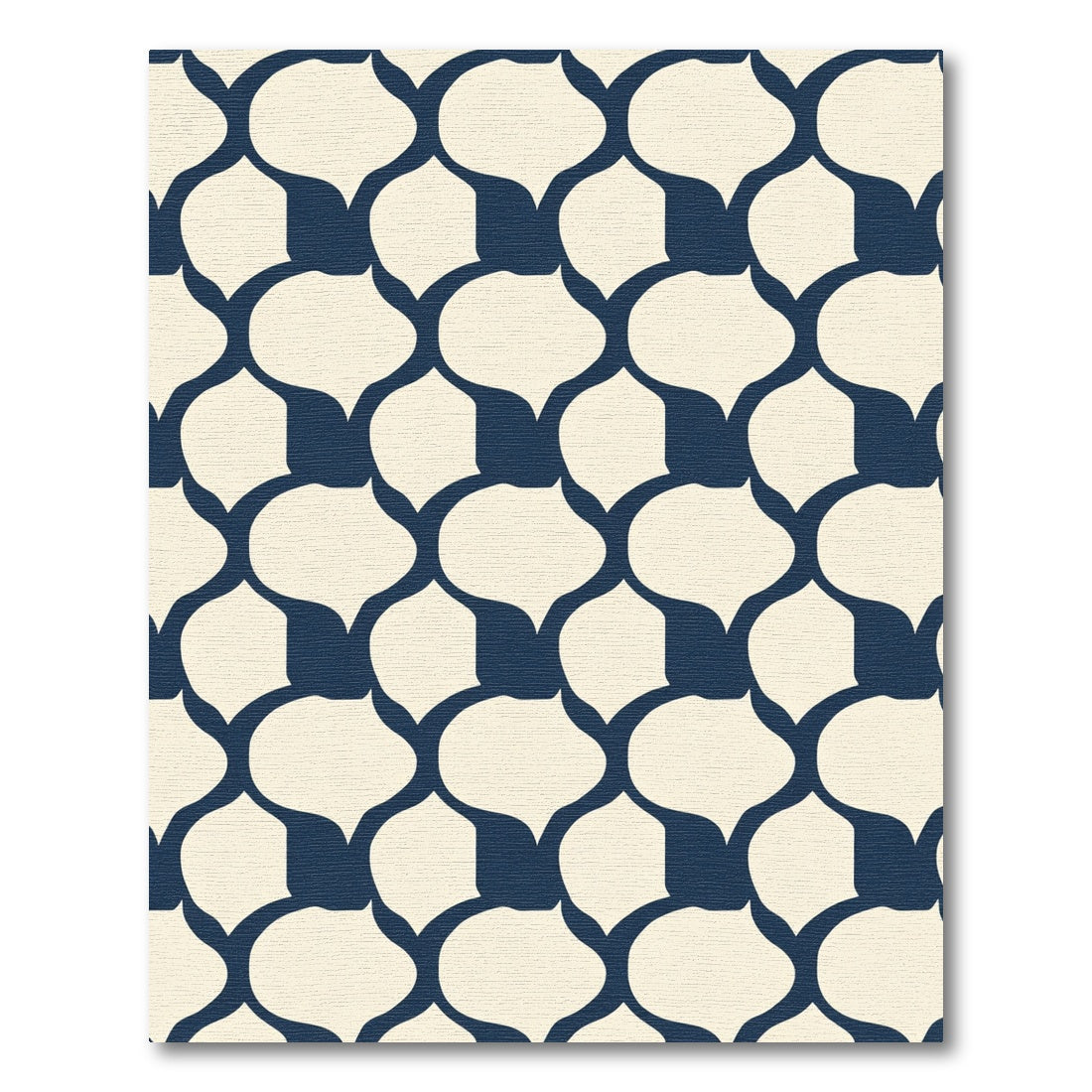 Dark Blue Cream Quatrefoil Lattice Rug
