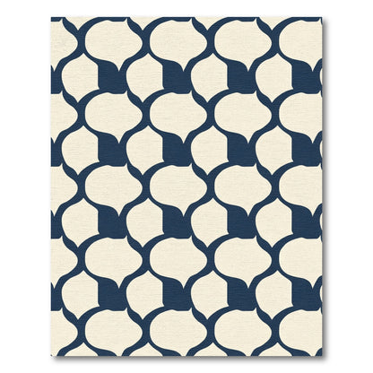 Dark Blue Cream Quatrefoil Lattice Rug