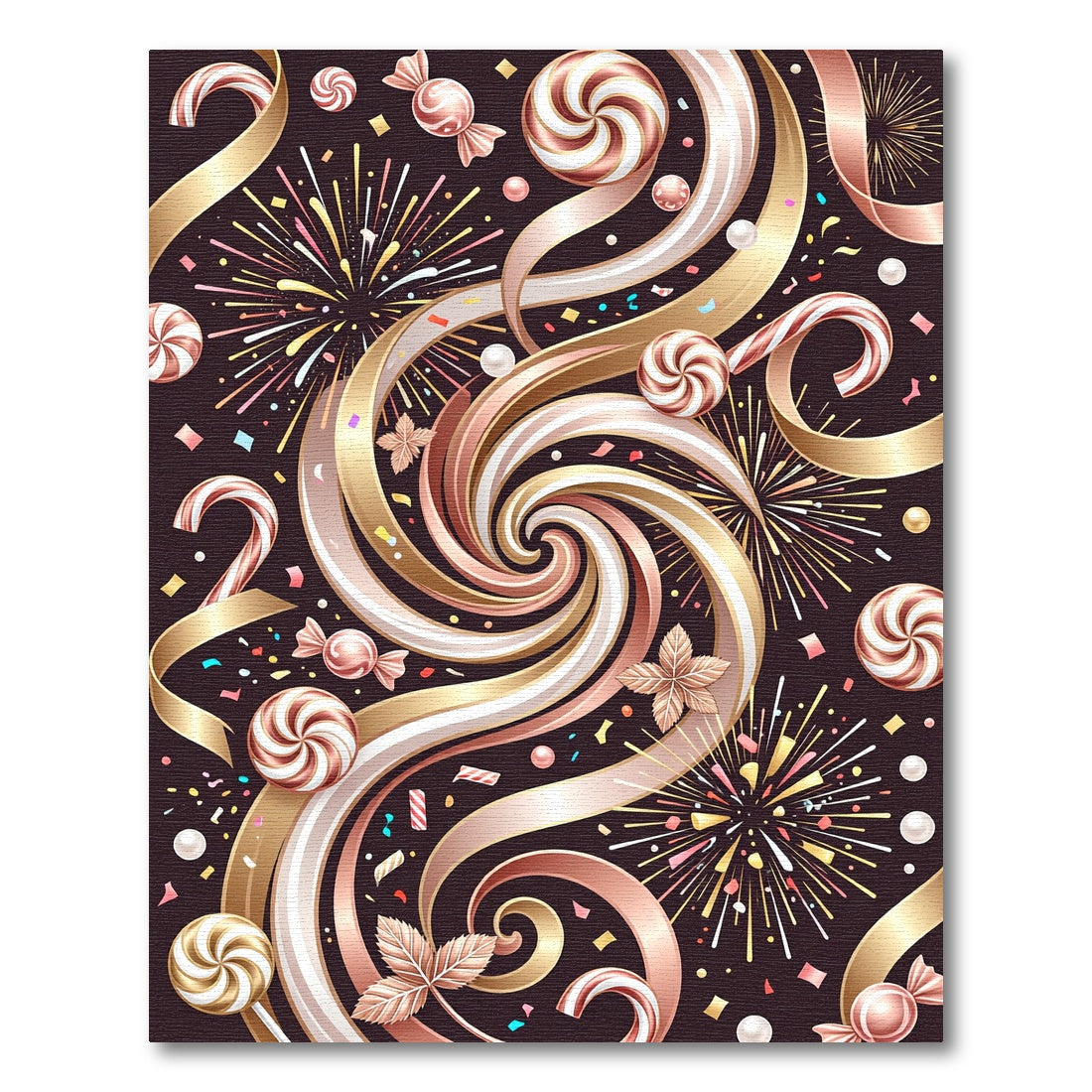 Gold Cream Swirl Festive Candy Rug