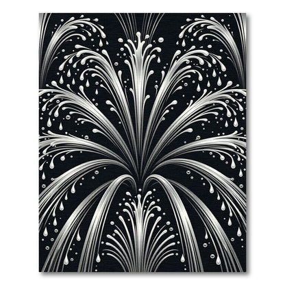 Dynamic White Fountain Splashes Rug