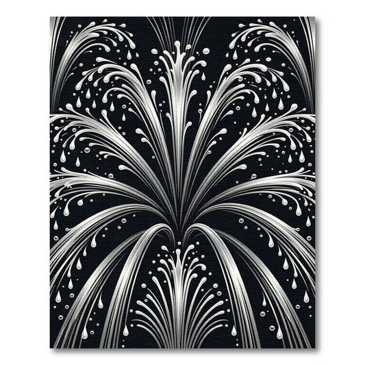 Dynamic White Fountain Splashes Rug
