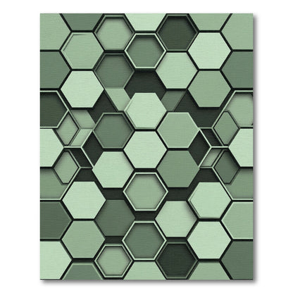 Modern Sage Geometric Interlocking Hexagon Rug
