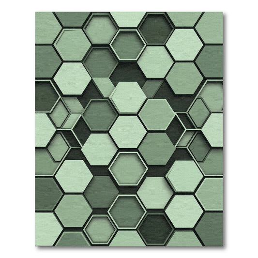 Modern Sage Geometric Interlocking Hexagon Rug