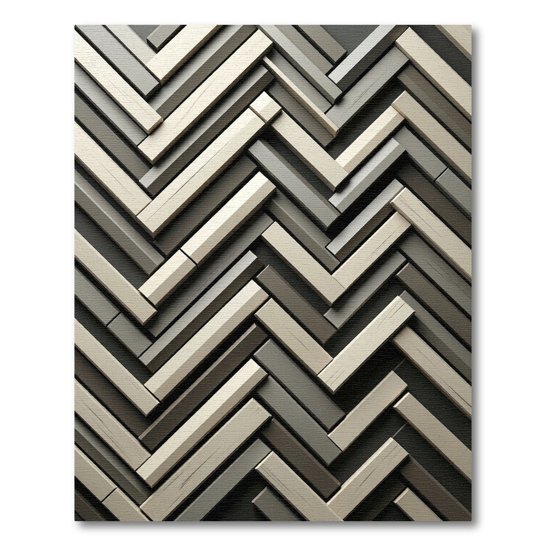 Neutral Herringbone Chevron Grey Wood Grain Rug