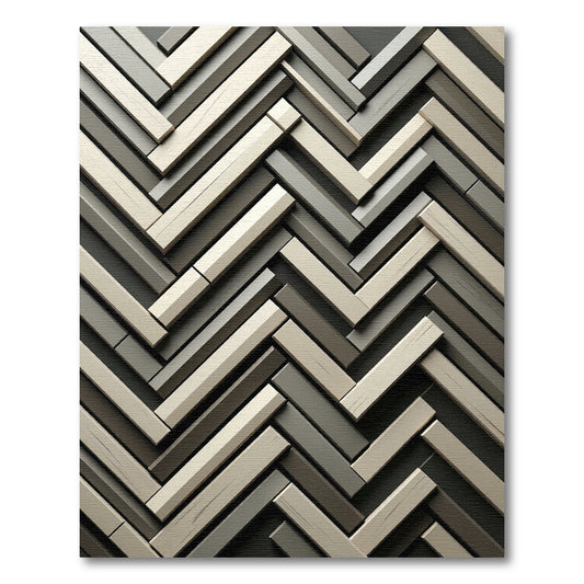 Neutral Herringbone Chevron Grey Wood Grain Rug