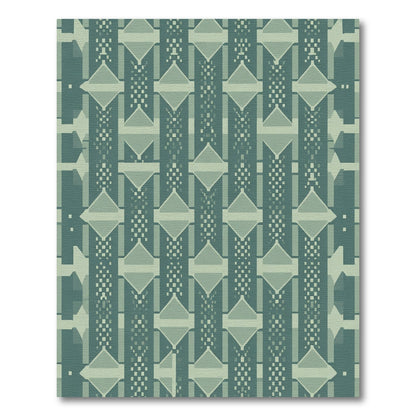 Geometric Teal Diamond Column Rug