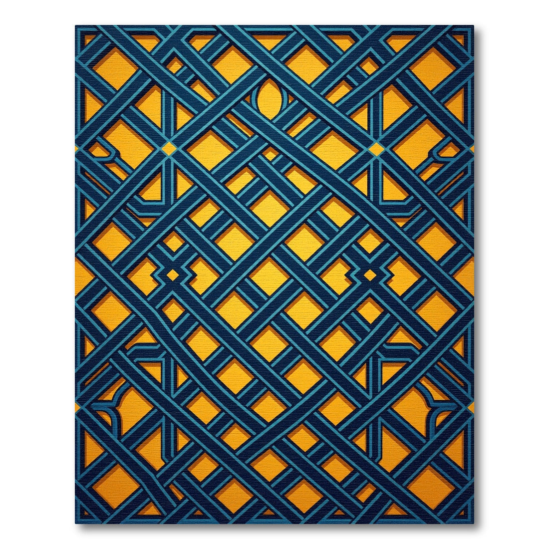Geometric Cobalt Lattice on Amber Rug