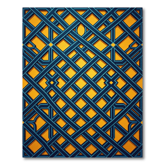 Geometric Cobalt Lattice on Amber Rug