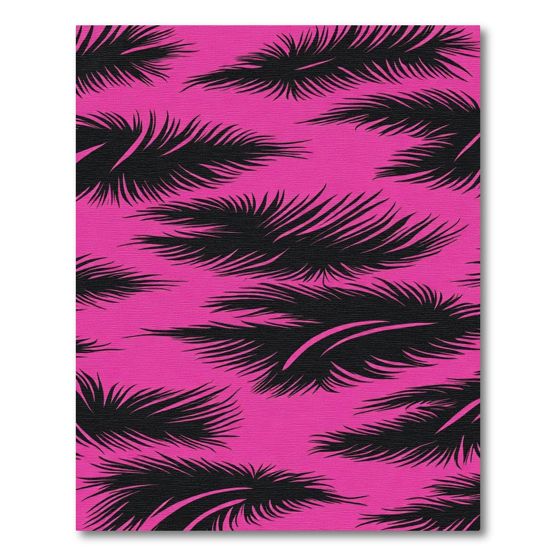 Pink Black Feathered Jungle Print Rug