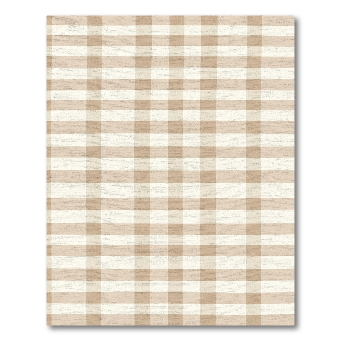 Neutral Tan Beige Gingham Check Rug