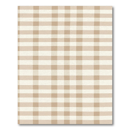 Neutral Tan Beige Gingham Check Rug