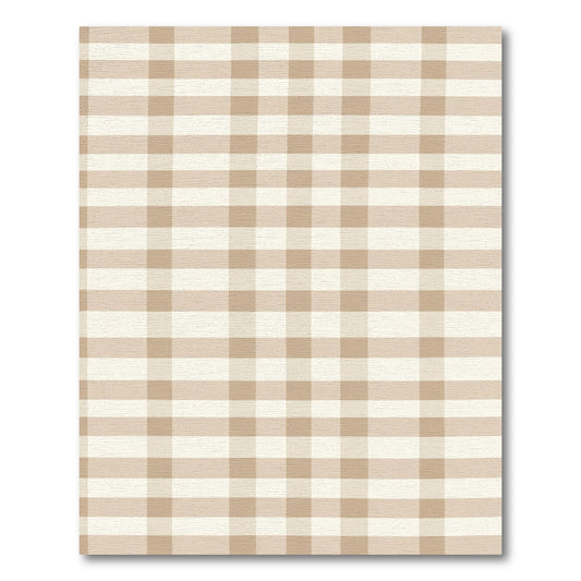 Neutral Tan Beige Gingham Check Rug