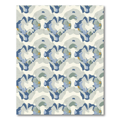 Abstract Blue Gray Heart Bloom Rug