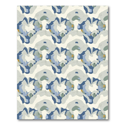 Abstract Blue Gray Heart Bloom Rug