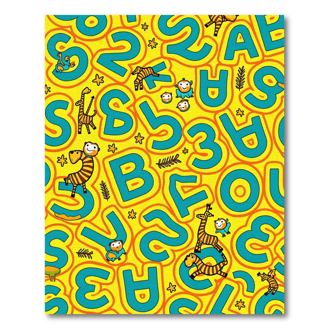 Yellow Safari Animals Alphabet Fun Rug
