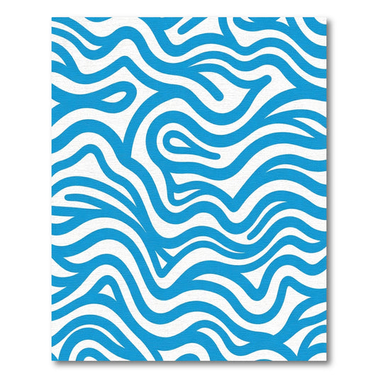 Bright Blue Wavy Lines Rug