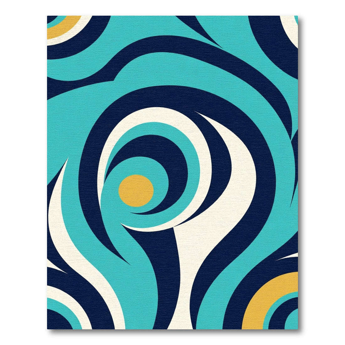 Aqua Navy Gold Swirl Abstract Rug