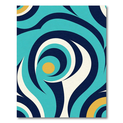 Aqua Navy Gold Swirl Abstract Rug