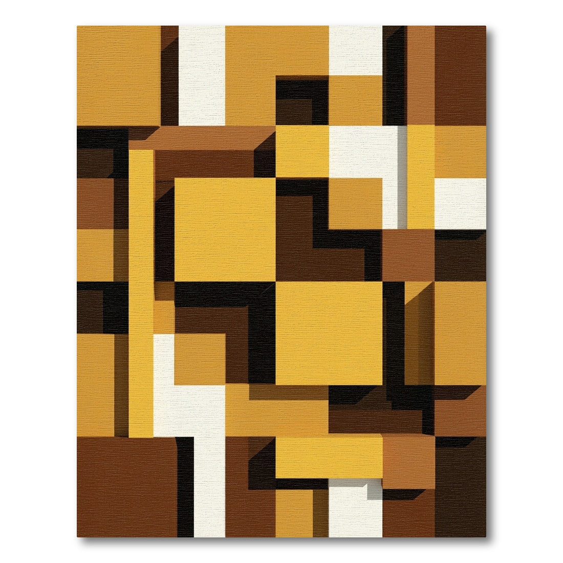 Modern Golden Ochre Abstract Geometric Block Rug