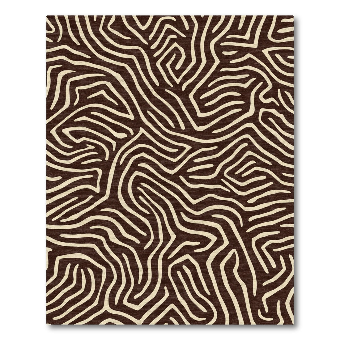 Dark Brown Organic Maze Lines Rug