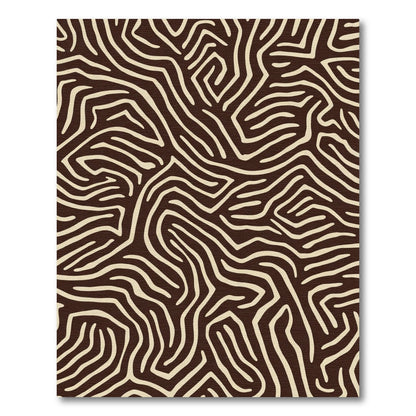 Dark Brown Organic Maze Lines Rug